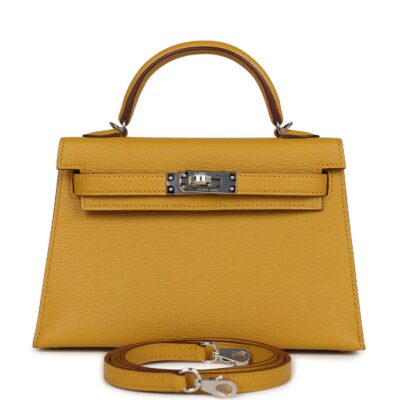 Hermes Kelly Sellier 20 Jaune Ambre Verso Chèvre Mysore PHW