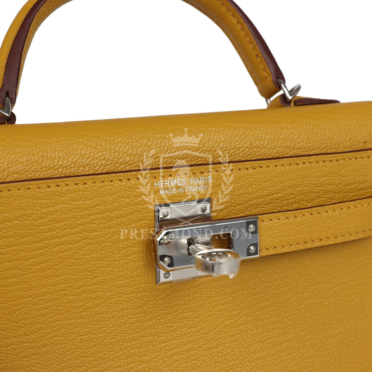 Hermes Kelly Sellier 20 Jaune Ambre Verso Chèvre Mysore PHW — изображение 7