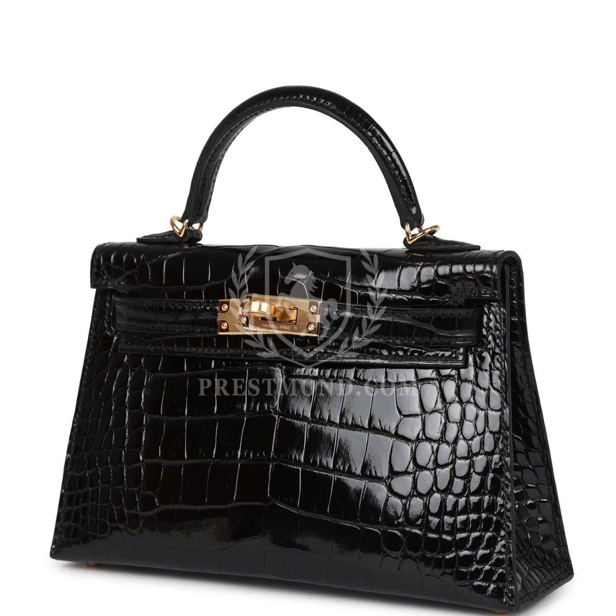 Hermes Kelly Sellier 20 Black Shiny Alligator GHW — изображение 5