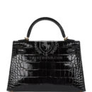 Hermes Kelly Sellier 20 Black Shiny Alligator GHW