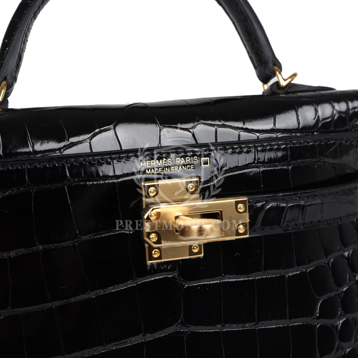Hermes Kelly Sellier 20 Black Shiny Alligator GHW — изображение 7