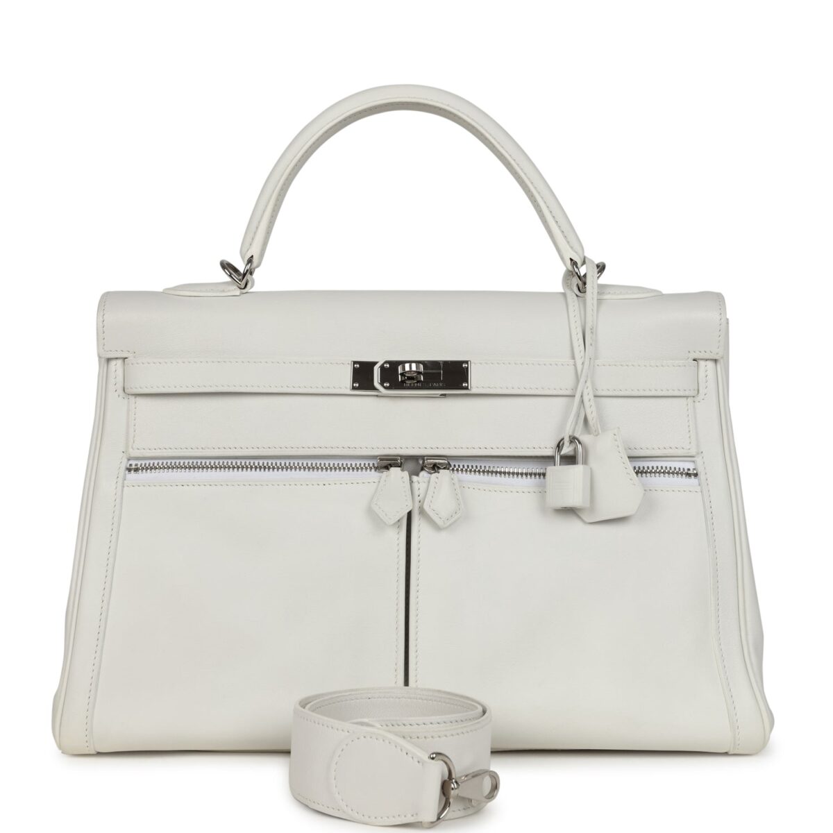 Hermes Kelly Lakis 35 White Swift PHW