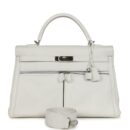 Hermes Kelly Lakis 35 White Swift PHW