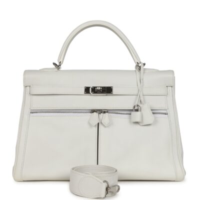 Hermes Kelly Lakis 35 White Swift PHW