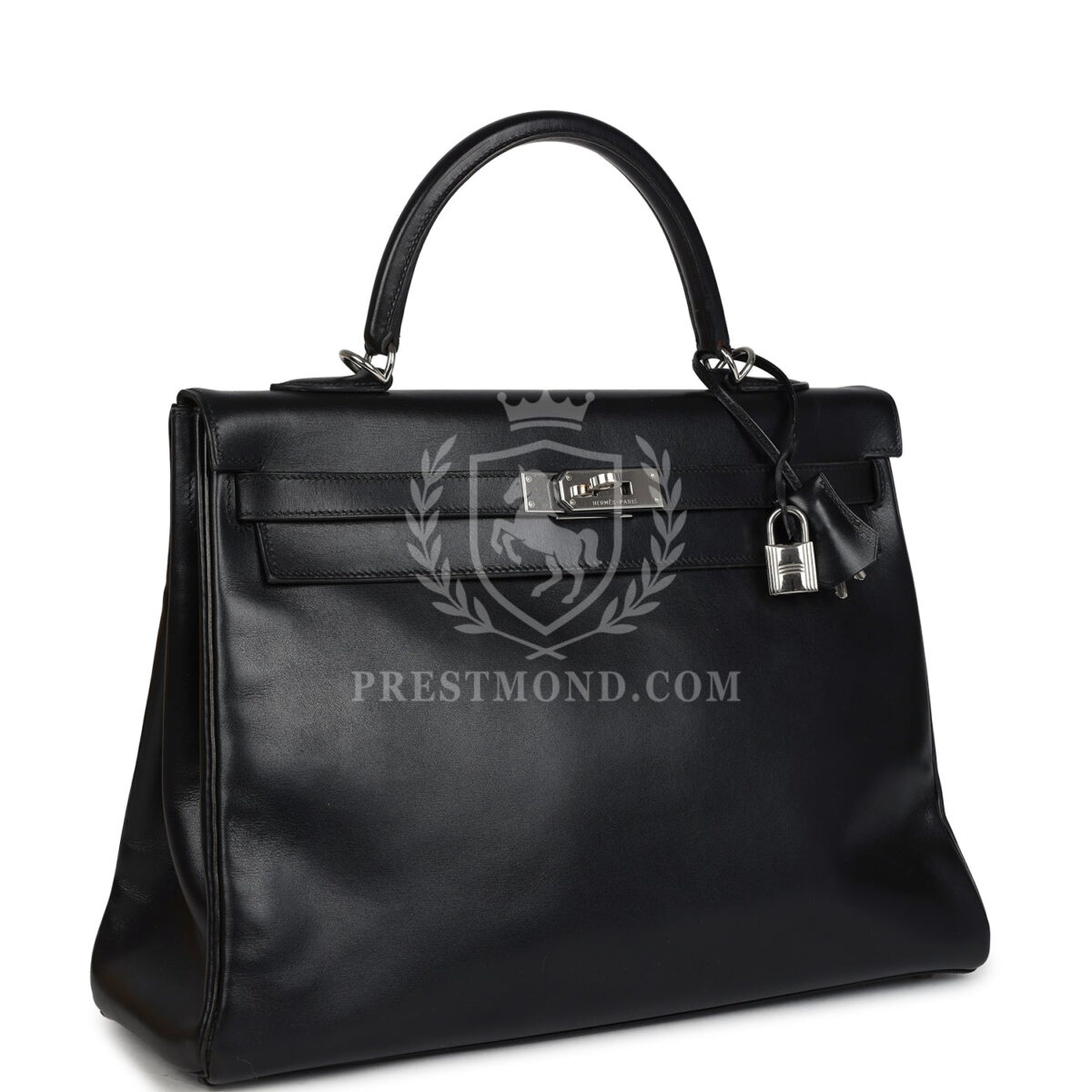 Vintage Hermes Kelly 35 Retourne Black Box Calfskin PHW — изображение 2
