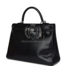 Vintage Hermes Kelly 35 Retourne Black Box Calfskin PHW
