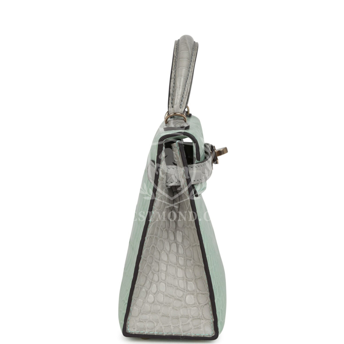 Hermes Special Order (HSS) Kelly Sellier 20 Vert D'Eau and Gris Perle Matte Alligator PBHW — изображение 3