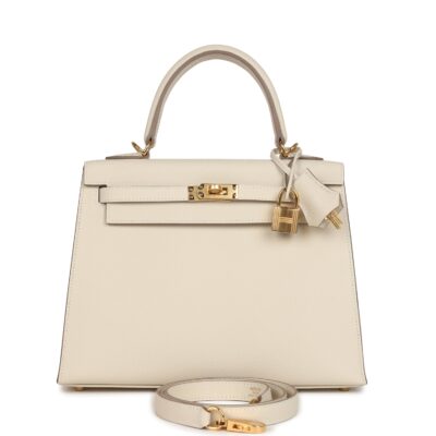 Hermes Kelly Sellier 25 Craie Epsom GHW