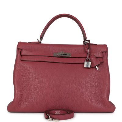 Hermes Retourne Kelly 35 Bois De Rose Clemence PHW