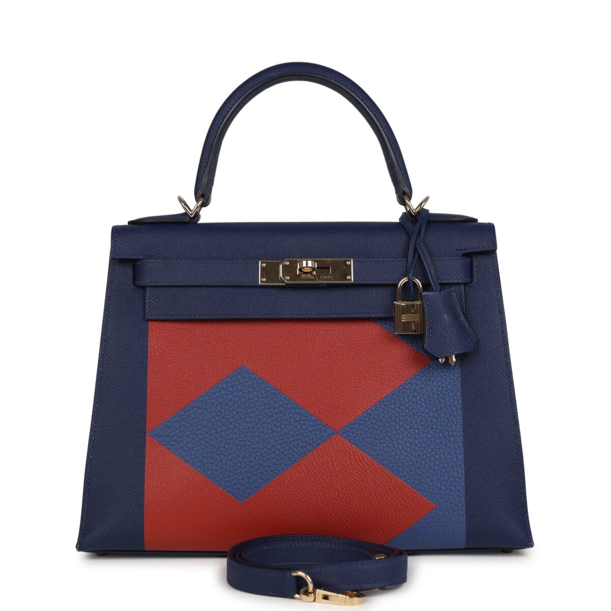 Hermes Special Order (HSS) Kellygraphie Kelly Sellier 28 "Lettre B" Bleu Nuit Epsom PBHW