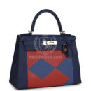 Hermes Special Order (HSS) Kellygraphie Kelly Sellier 28 "Lettre B" Bleu Nuit Epsom PBHW