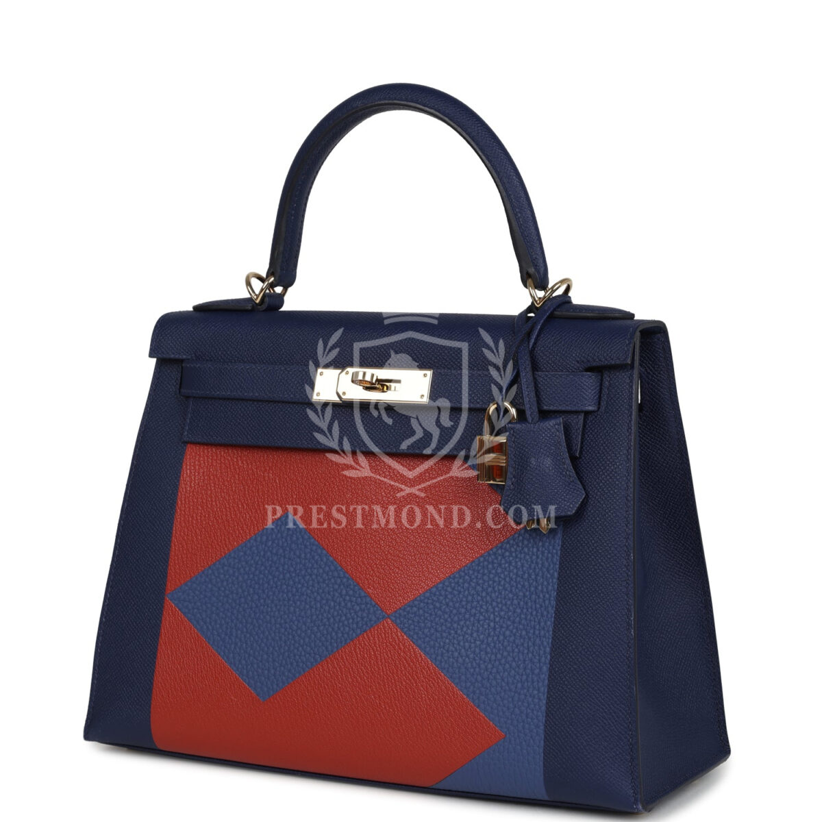 Hermes Special Order (HSS) Kellygraphie Kelly Sellier 28 "Lettre B" Bleu Nuit Epsom PBHW — изображение 5
