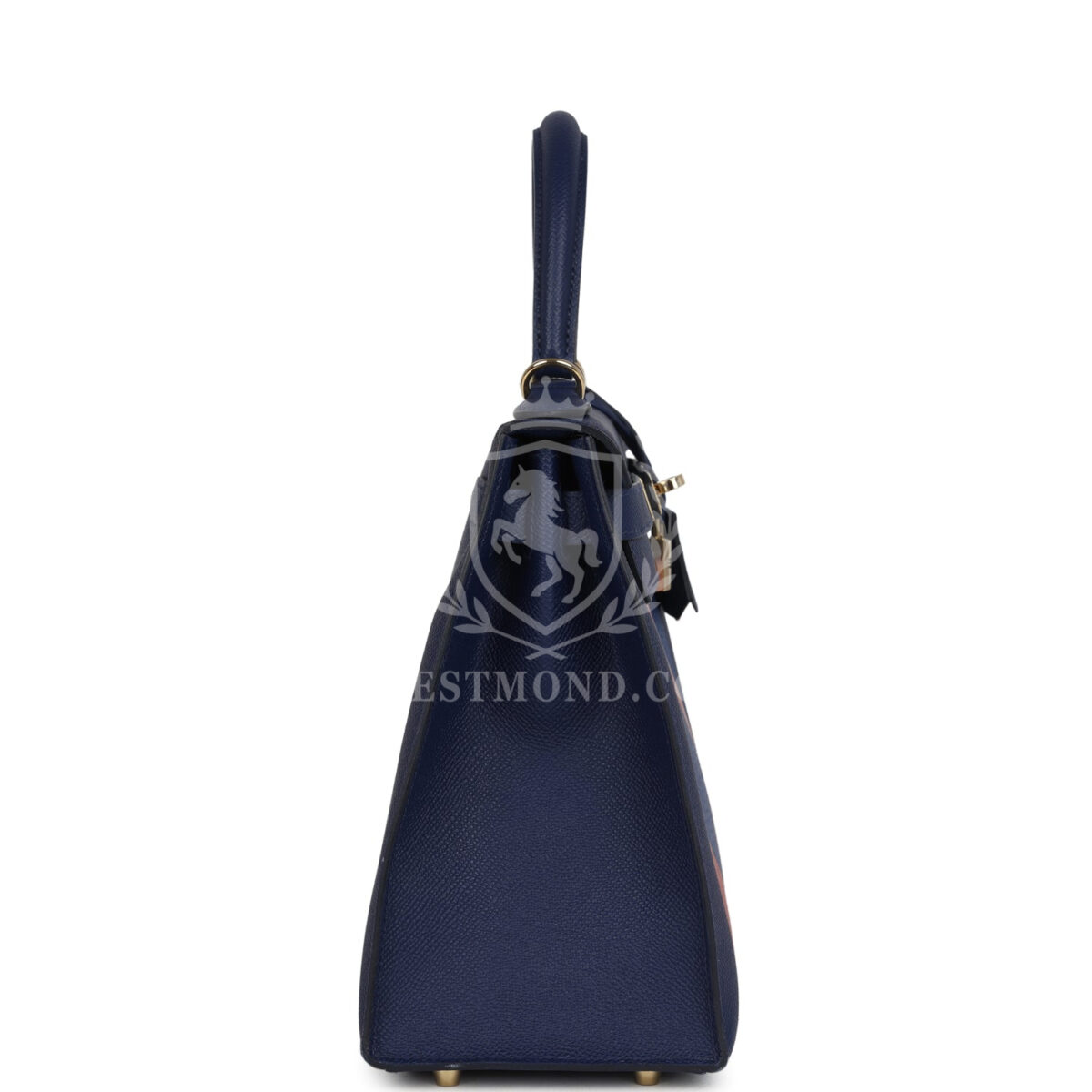 Hermes Special Order (HSS) Kellygraphie Kelly Sellier 28 "Lettre B" Bleu Nuit Epsom PBHW — изображение 3
