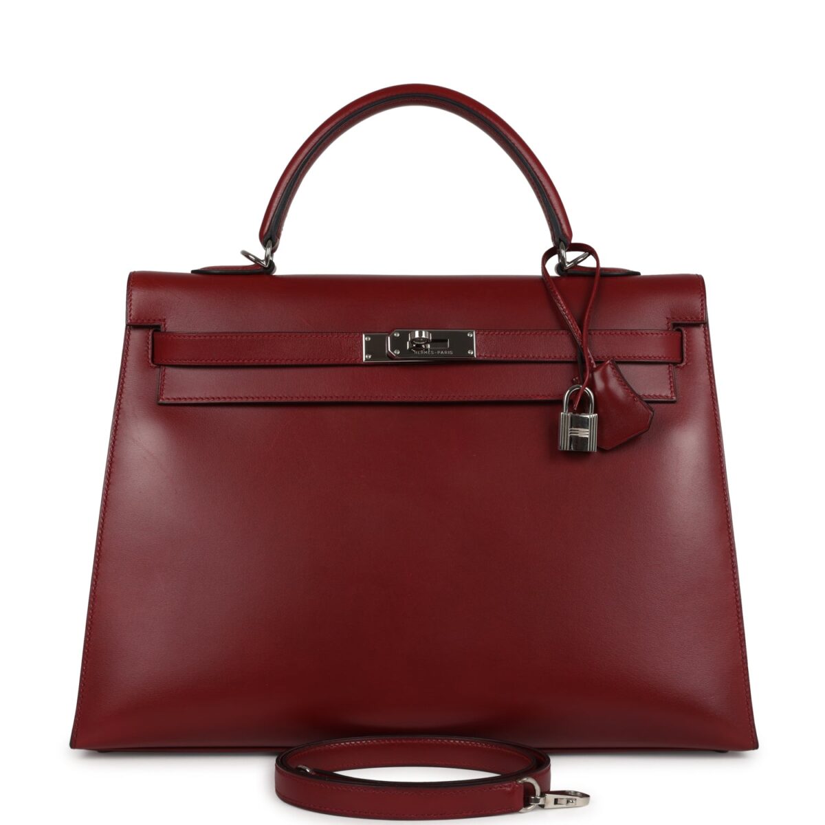 Vintage Hermes Kelly Sellier 35 Rouge H Box PHW