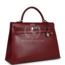 Vintage Hermes Kelly Sellier 35 Rouge H Box PHW