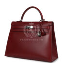 Vintage Hermes Kelly Sellier 35 Rouge H Box PHW