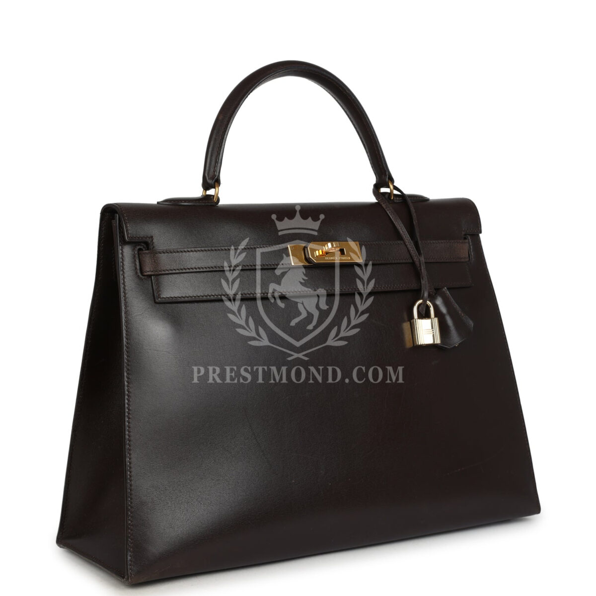 Vintage Hermes Kelly Sellier 35 Marron Fonce Box GHW — изображение 2