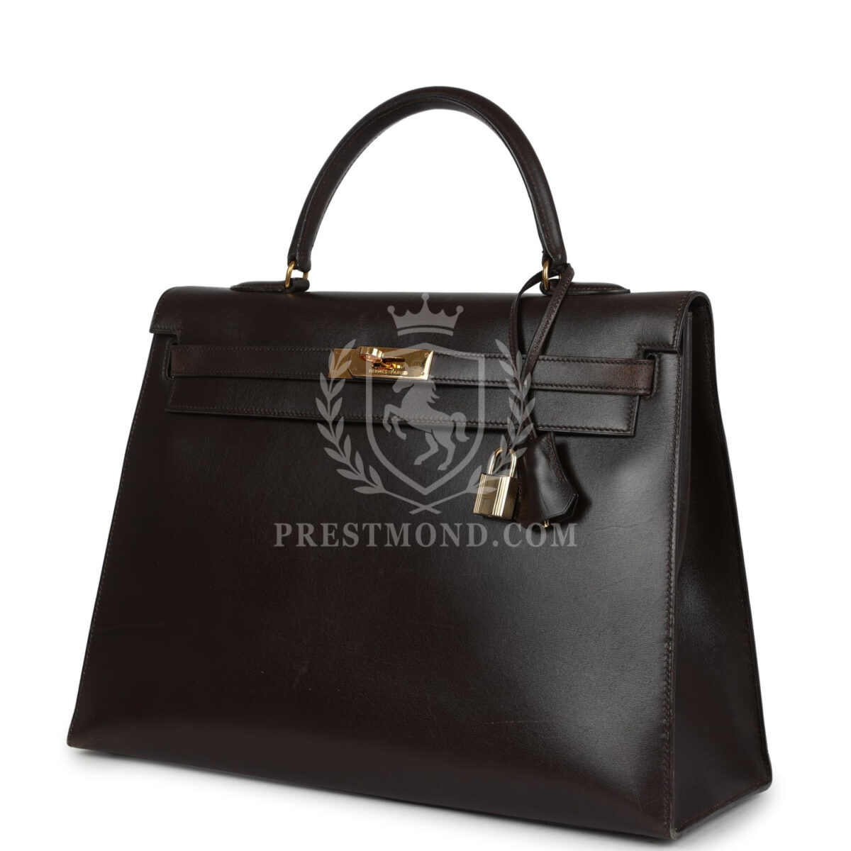 Vintage Hermes Kelly Sellier 35 Marron Fonce Box GHW — изображение 5