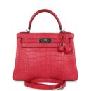 Hermes Kelly Retourne 28 Rose Extreme Matte Alligator PHW