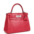 Hermes Kelly Retourne 28 Rose Extreme Matte Alligator PHW