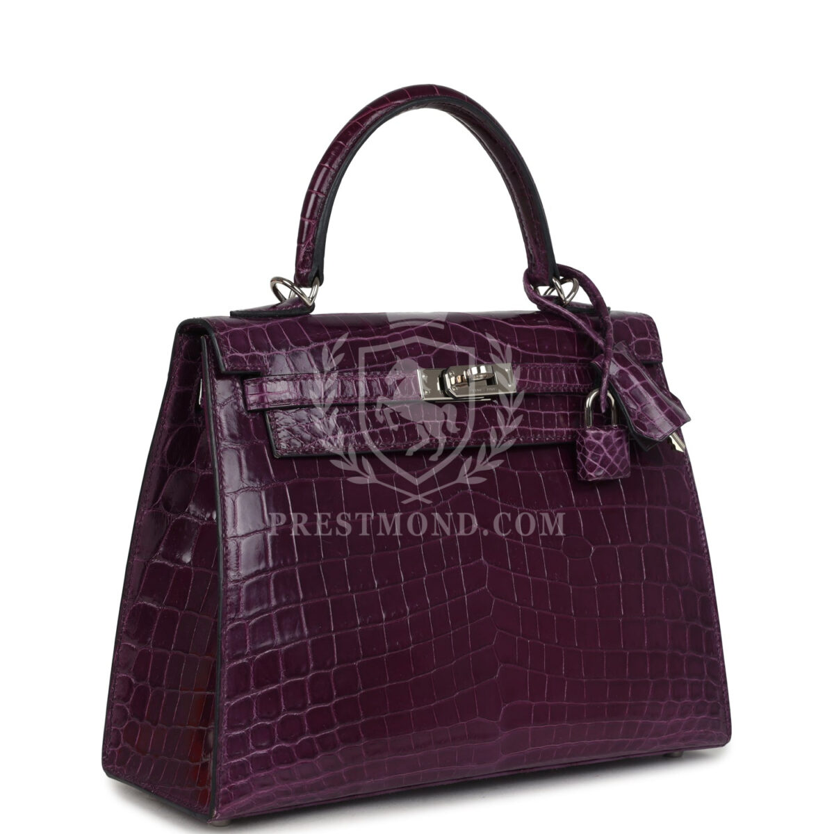 Hermes Kelly Sellier 25 Amethyst Shiny Niloticus Crocodile PHW — изображение 2
