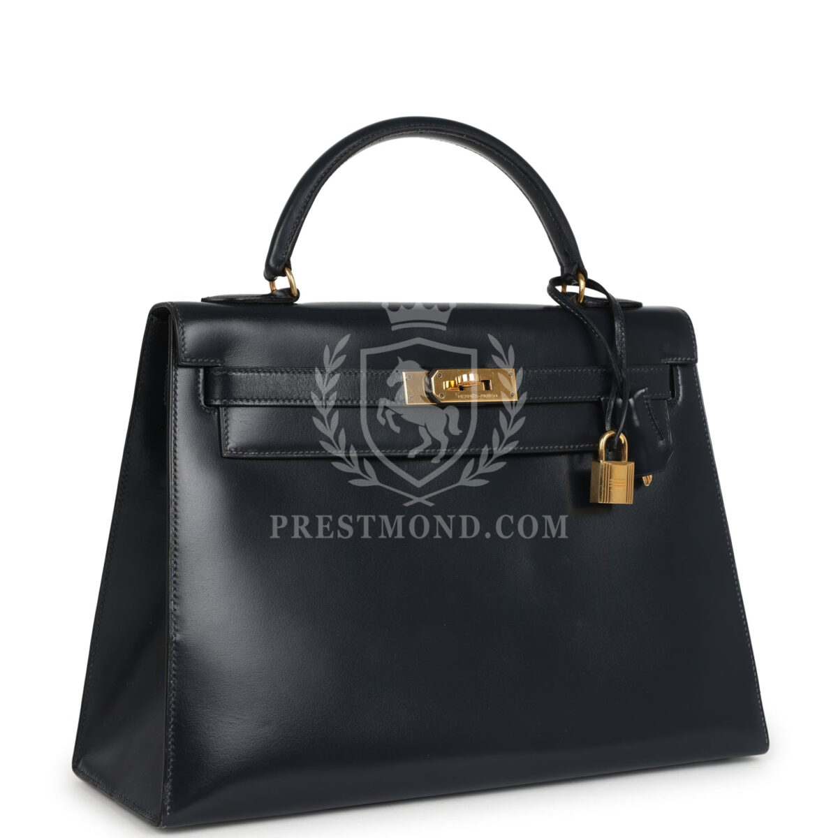 Vintage Hermes Kelly Sellier 32 Bleu Indigo Box GHW — изображение 2