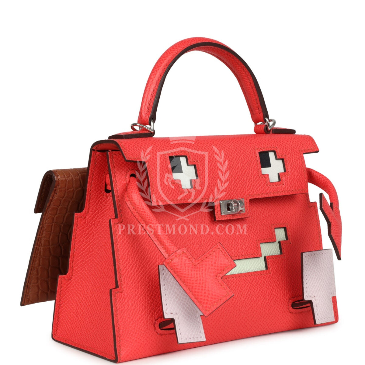Hermes "Quelle Idolle" Picto Kelly Doll Rose Extreme, Mauve Pale, Craie Epsom, Swift and Gold Matte Alligator PHW — изображение 2