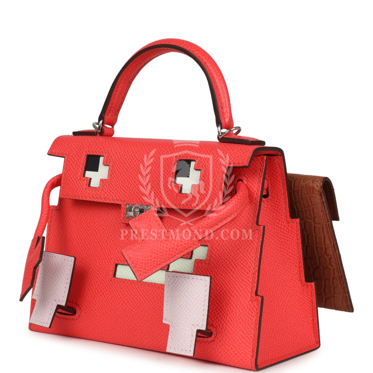 Hermes "Quelle Idolle" Picto Kelly Doll Rose Extreme, Mauve Pale, Craie Epsom, Swift and Gold Matte Alligator PHW — изображение 5