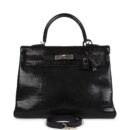 Hermes Kelly Retourne 35 Black Varanus Niloticus Lizard PHW