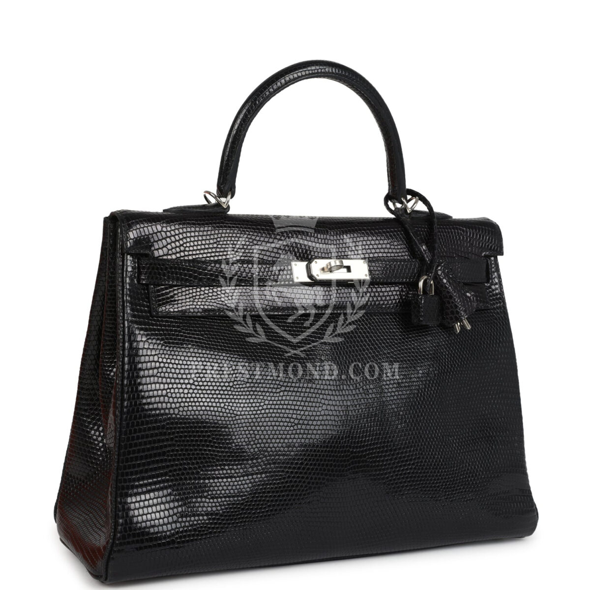Hermes Kelly Retourne 35 Black Varanus Niloticus Lizard PHW — изображение 2