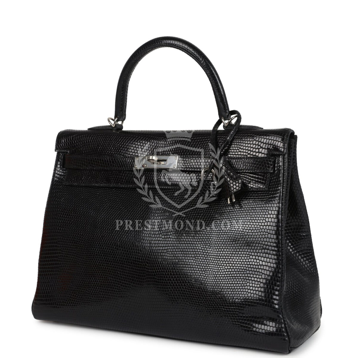Hermes Kelly Retourne 35 Black Varanus Niloticus Lizard PHW — изображение 5
