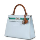 Hermes Kelly Sellier 25 Tri-Color Bleu Brume Gold and Vert Jade Epsom Epsom PHW