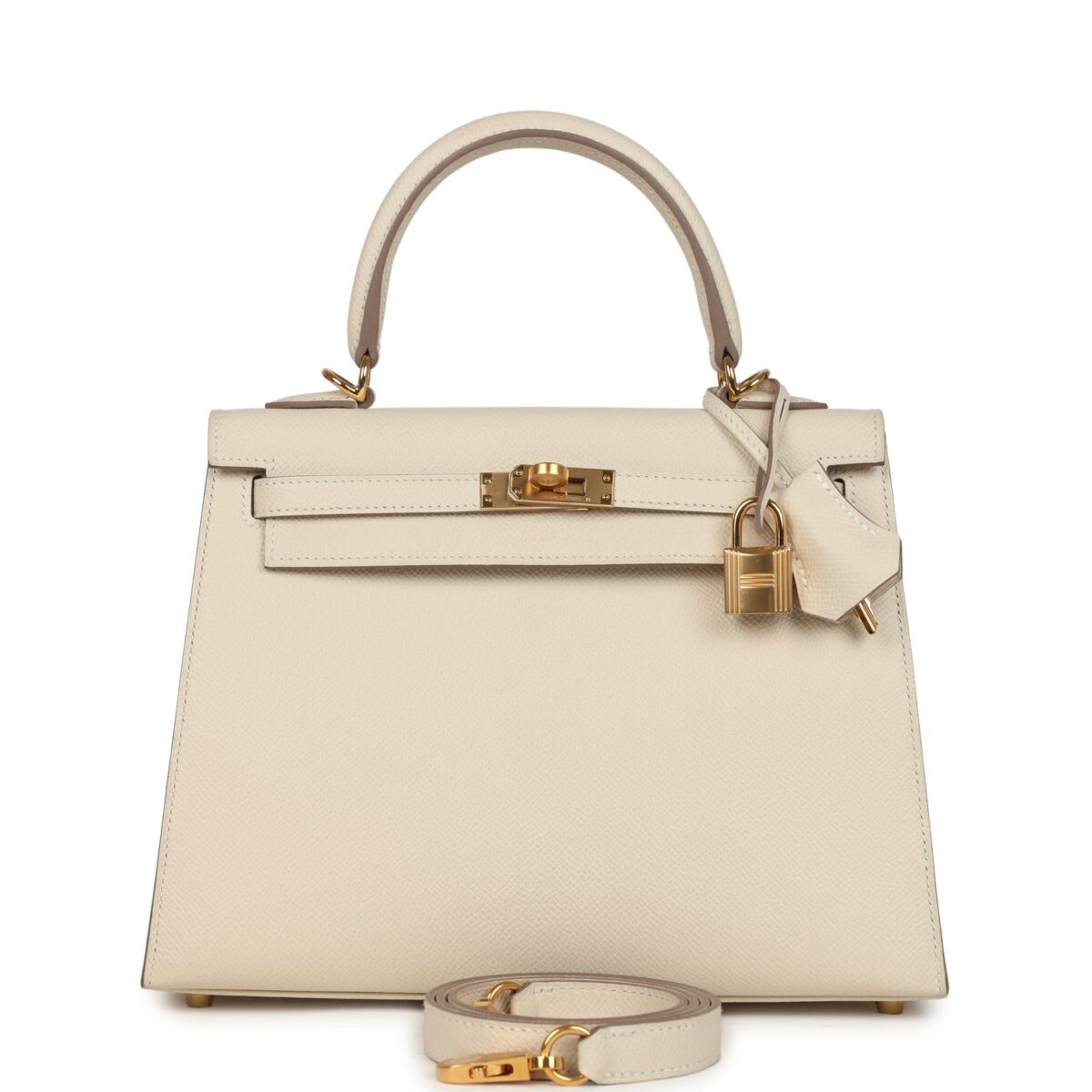 Hermes Kelly Sellier 25 Craie Epsom GHW