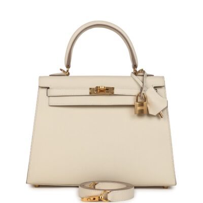 Hermes Kelly Sellier 25 Craie Epsom GHW