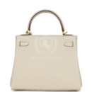 Hermes Special Order (HSS) Kelly Retourne 25 Craie Verso Togo Brushed GHW