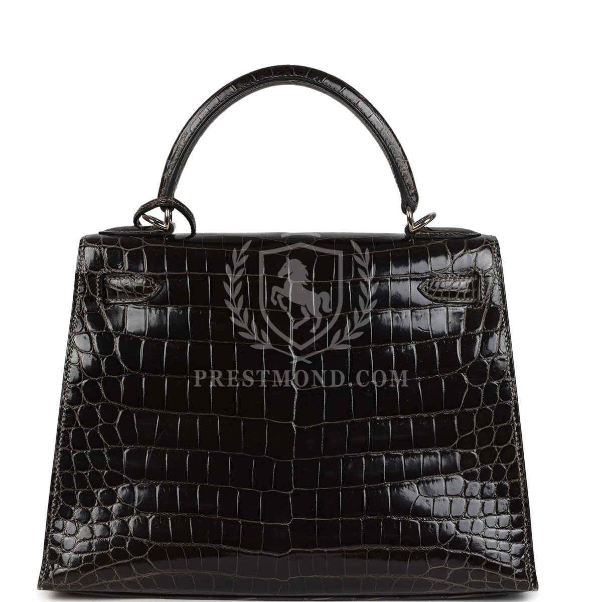Hermes Kelly Sellier 28 Gris Fonce Shiny Niloticus Crocodile PHW — изображение 4
