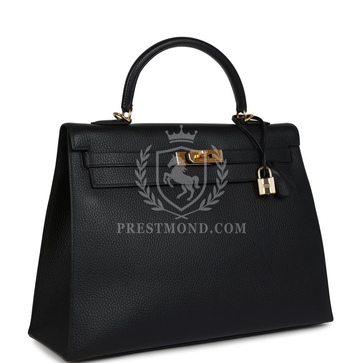 Vintage Hermes Kelly Sellier 35 Black Ardennes GHW — изображение 2