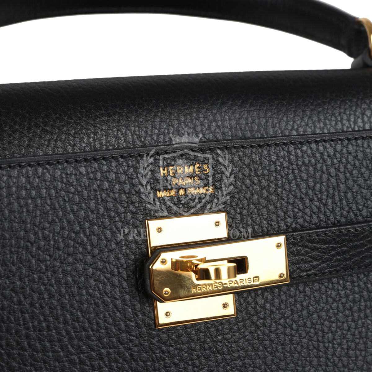 Vintage Hermes Kelly Sellier 35 Black Ardennes GHW — изображение 7