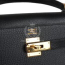 Vintage Hermes Kelly Sellier 35 Black Ardennes GHW