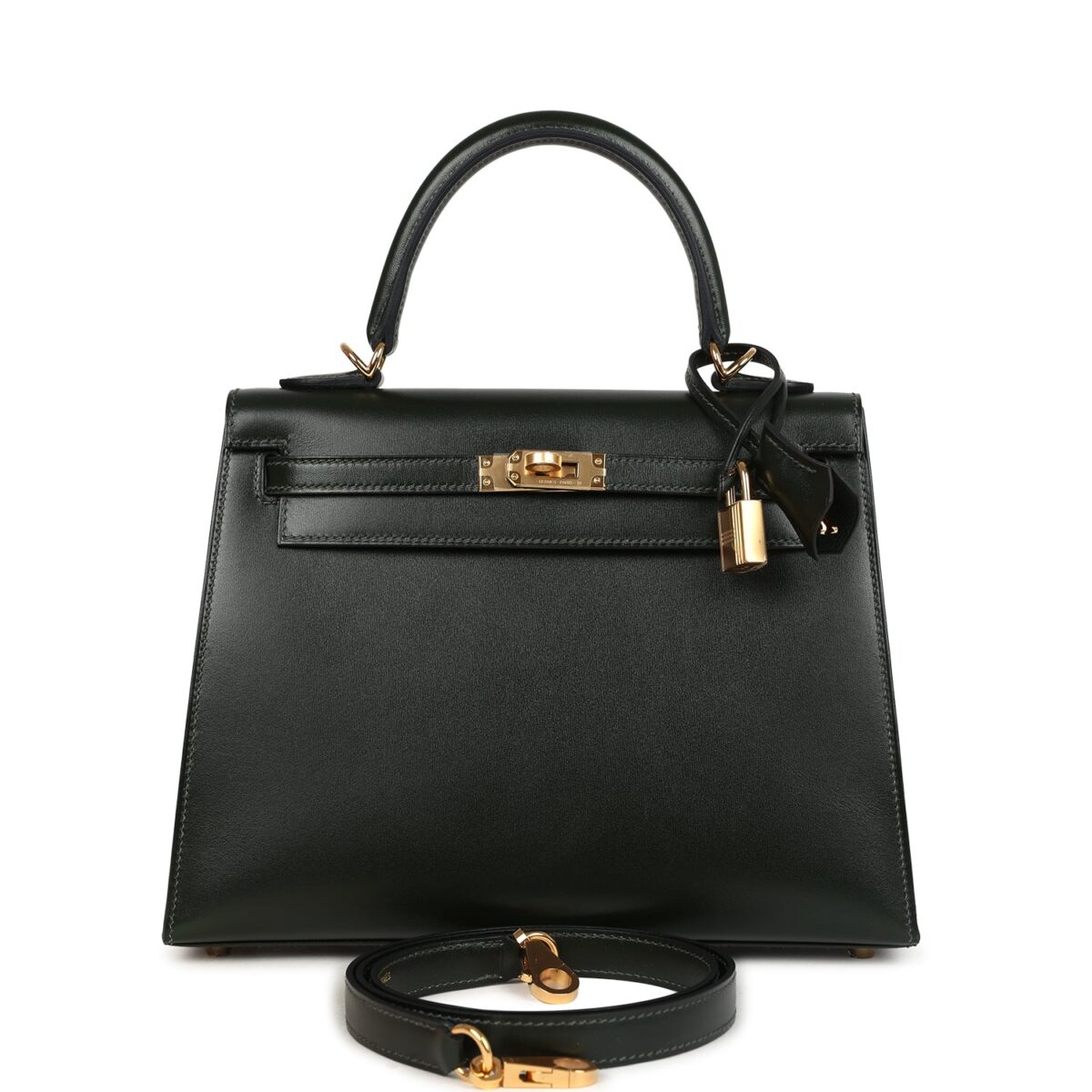 Hermes Kelly Sellier 25 Vert Fonce Box GHW