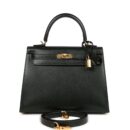 Hermes Kelly Sellier 25 Vert Fonce Box GHW