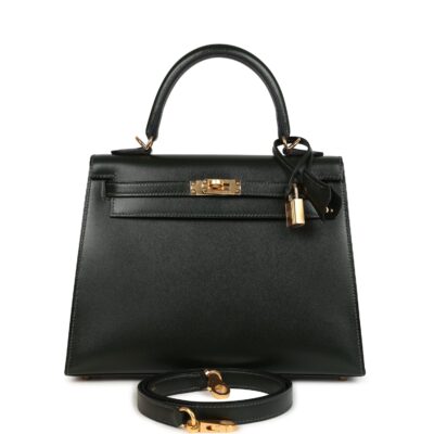 Hermes Kelly Sellier 25 Vert Fonce Box GHW