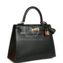 Hermes Kelly Sellier 25 Vert Fonce Box GHW