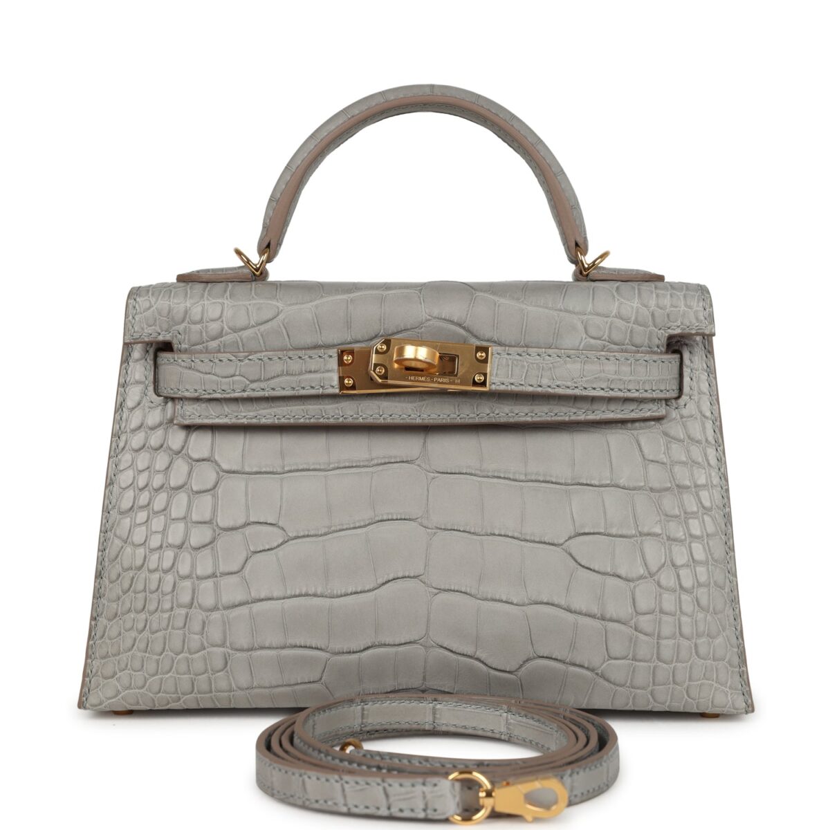 Hermes Special Order (HSS) Kelly Sellier 20 Gris Perle Verso Matte Alligator GHW