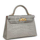 Hermes Special Order (HSS) Kelly Sellier 20 Gris Perle Verso Matte Alligator GHW