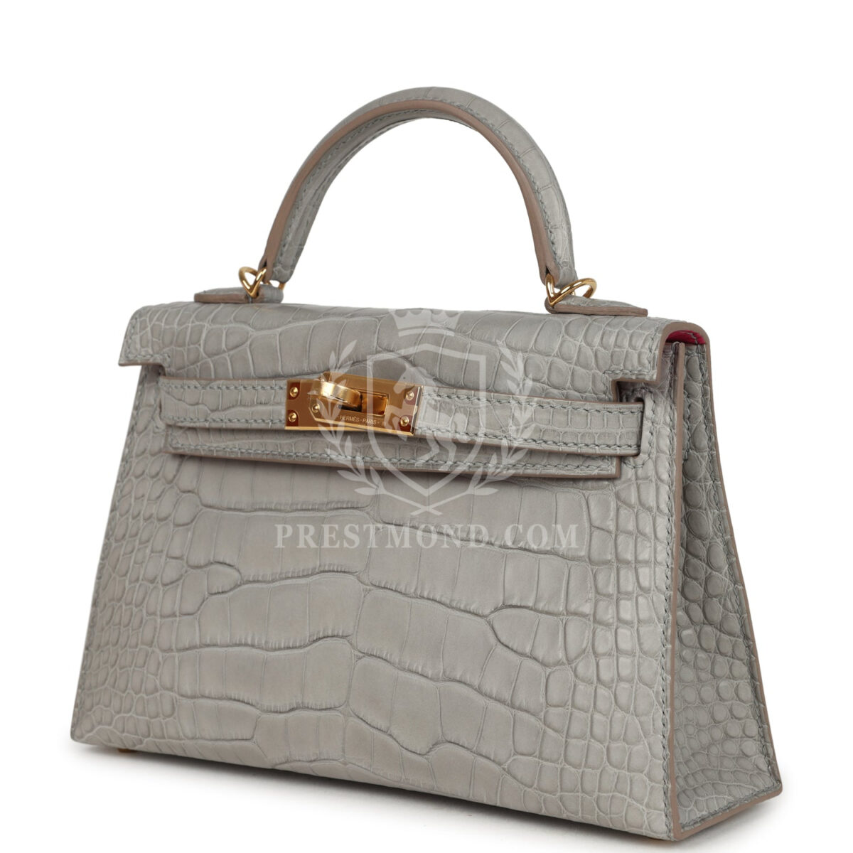 Hermes Special Order (HSS) Kelly Sellier 20 Gris Perle Verso Matte Alligator GHW — изображение 5