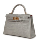 Hermes Special Order (HSS) Kelly Sellier 20 Gris Perle Verso Matte Alligator GHW