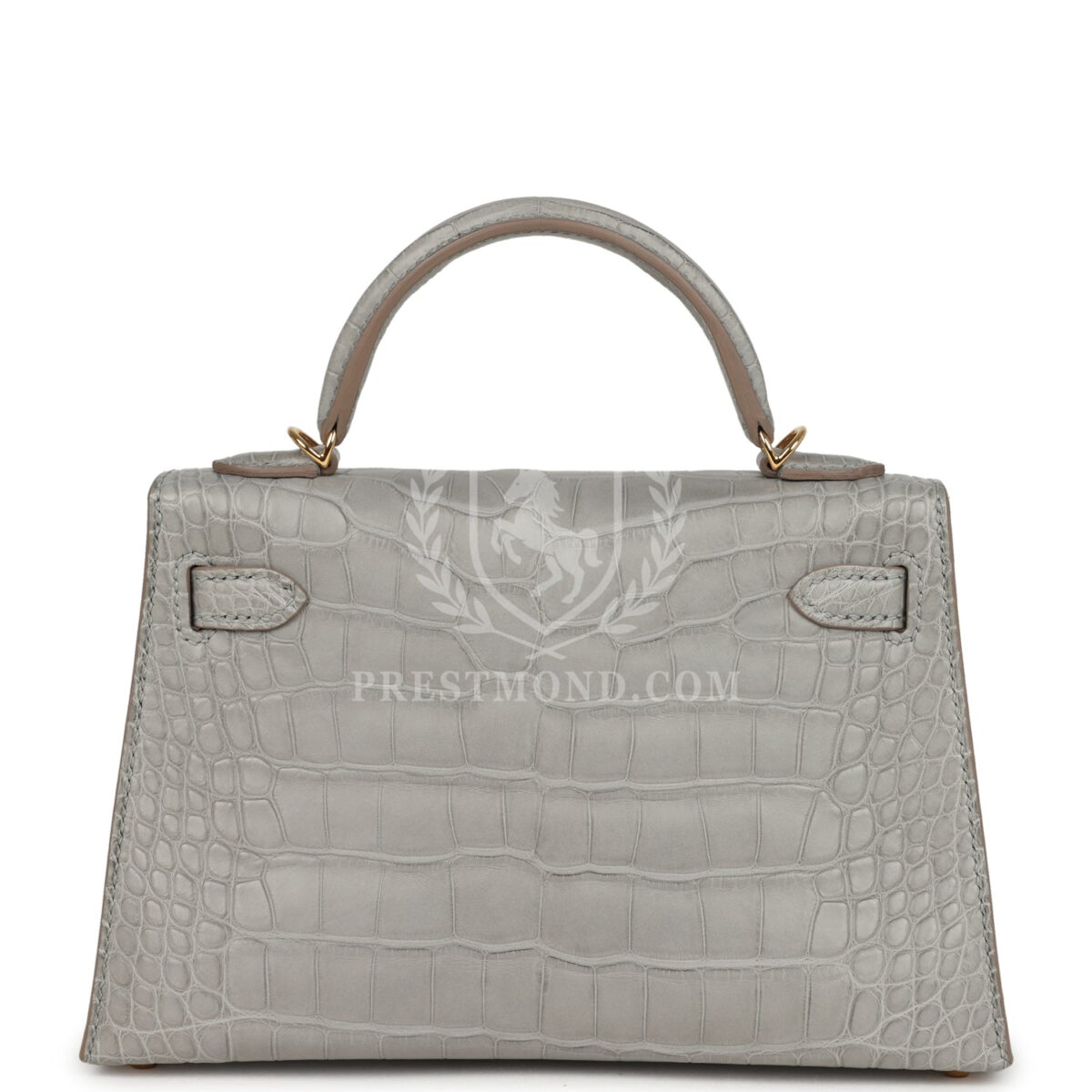 Hermes Special Order (HSS) Kelly Sellier 20 Gris Perle Verso Matte Alligator GHW — изображение 4