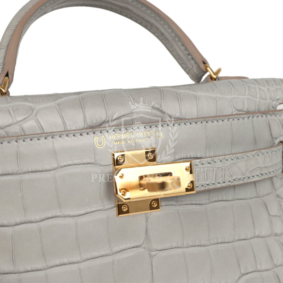 Hermes Special Order (HSS) Kelly Sellier 20 Gris Perle Verso Matte Alligator GHW — изображение 7