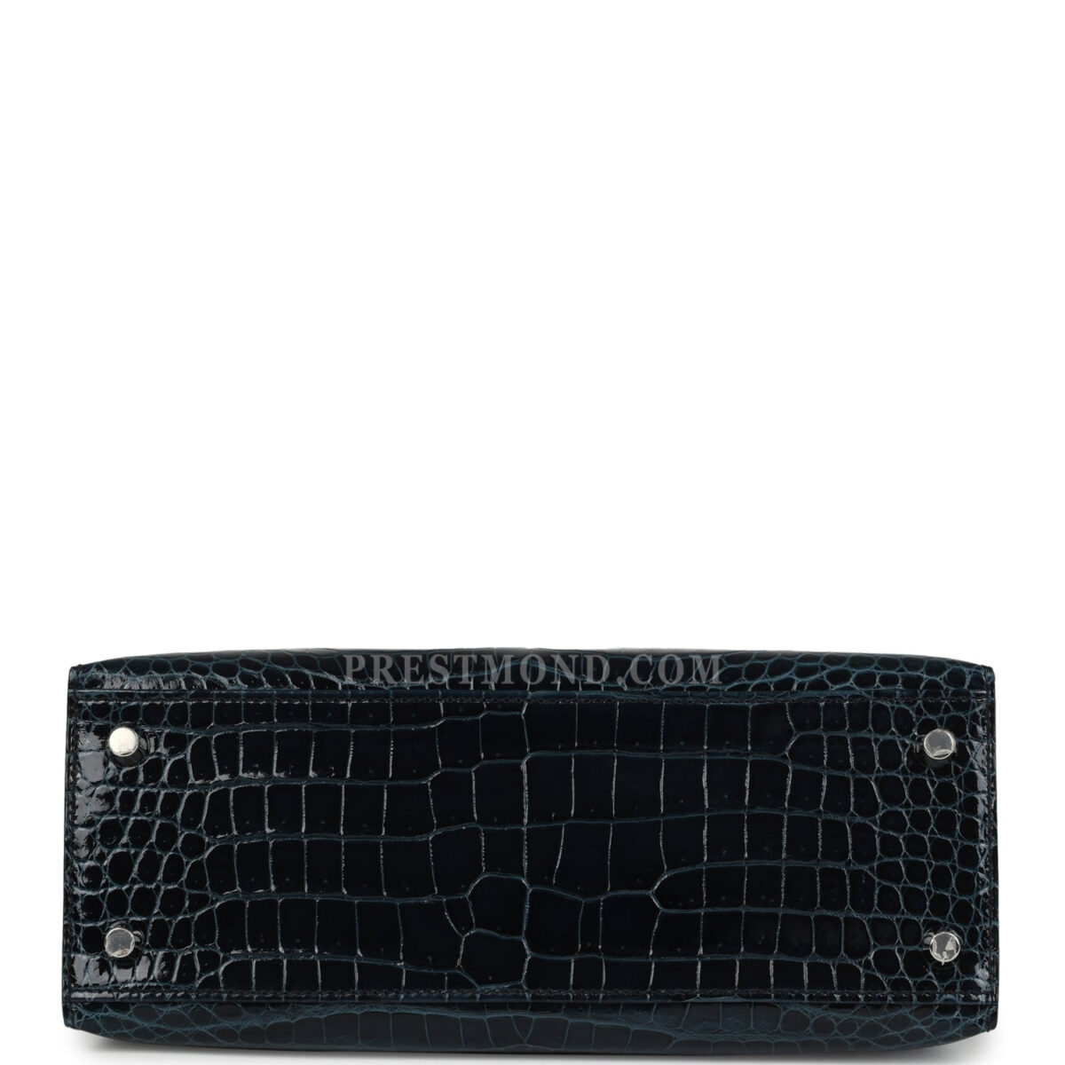 Hermes Kelly Sellier 25 Vert Rousseau Shiny Porosus Crocodile PHW — изображение 6